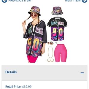 Retro 90s Party Outfit Set - Black, Pink, and Purple